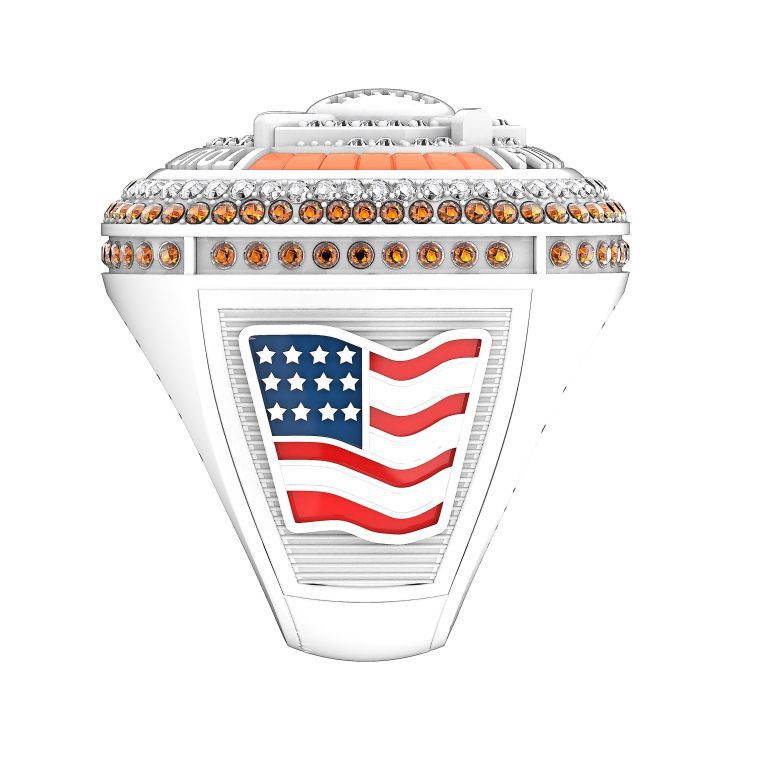 white baseball tournament finalist ring left side