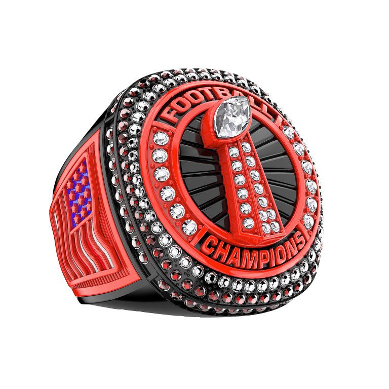 football champion rings 45-degree left side view